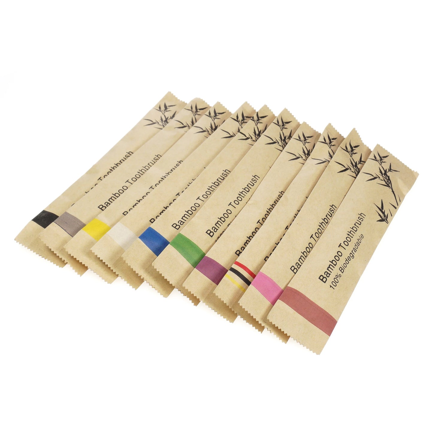 50Pcs Eco-Friendly Kids Bamboo Toothbrush Soft Bristles