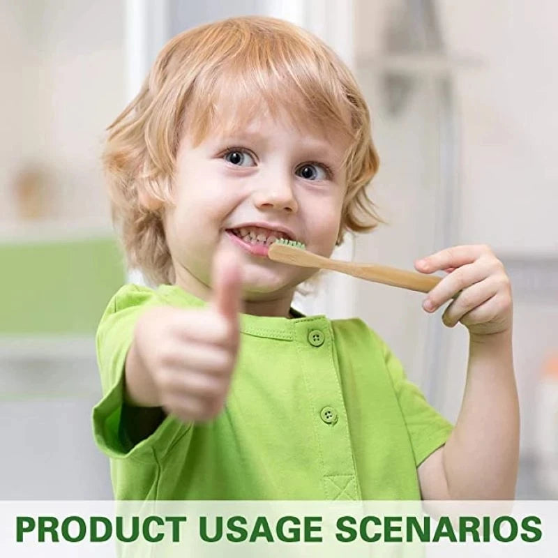50Pcs Eco-Friendly Kids Bamboo Toothbrush Soft Bristles