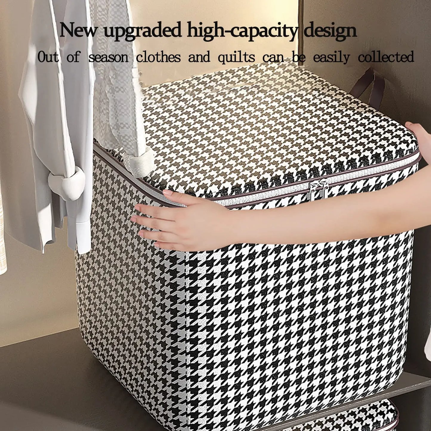Eco-Friendly Houndstooth Storage Bag Large Capacity Folding Clothes