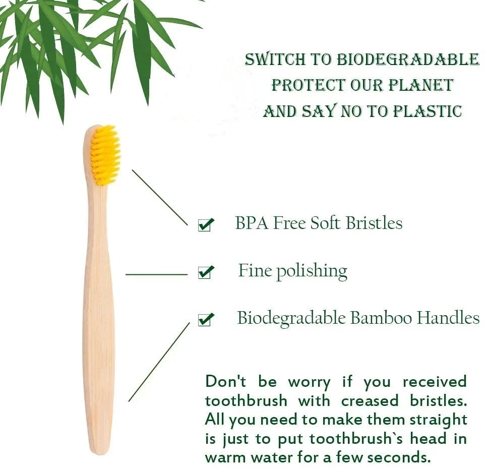 50Pcs Eco-Friendly Kids Bamboo Toothbrush Soft Bristles