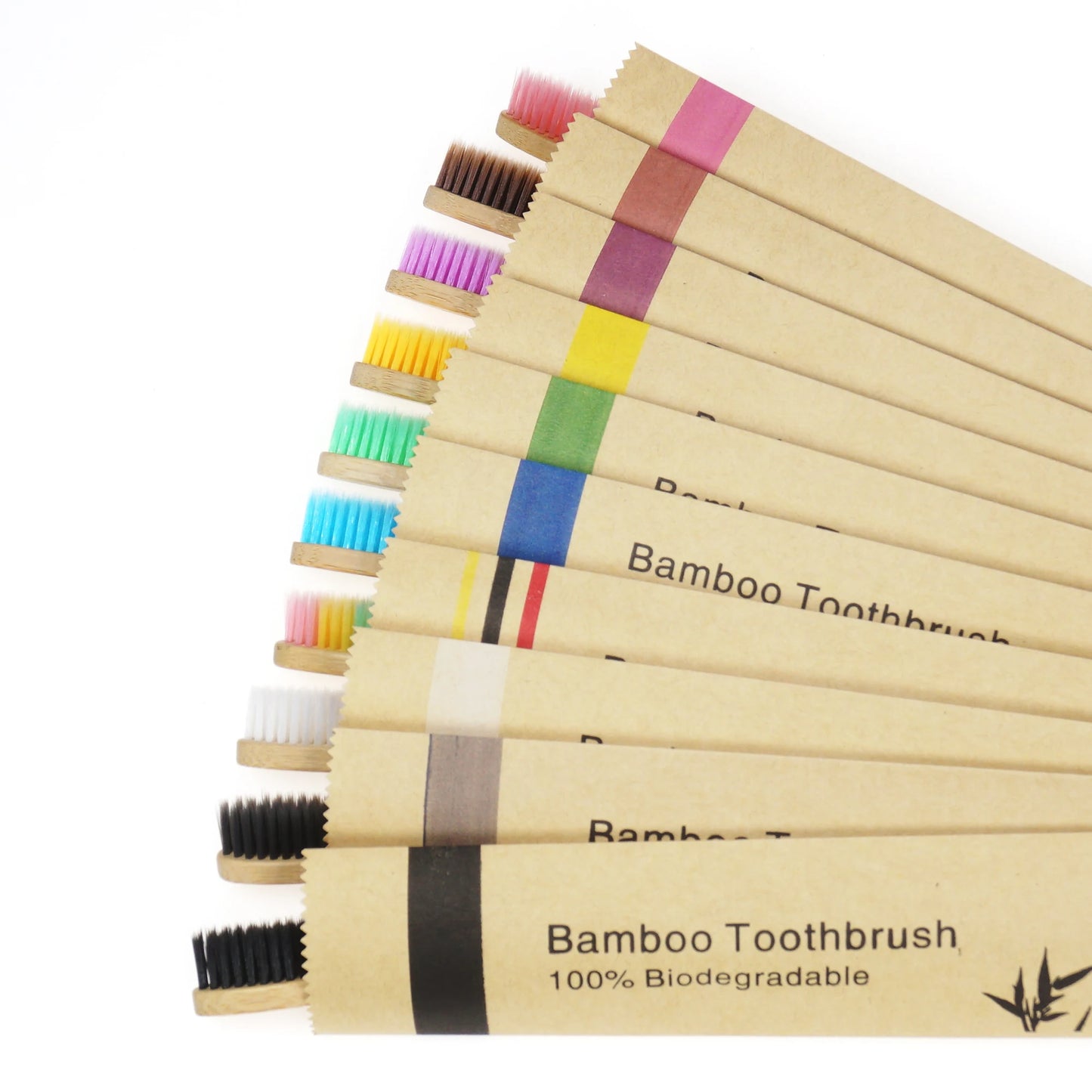 50Pcs Eco-Friendly Kids Bamboo Toothbrush Soft Bristles
