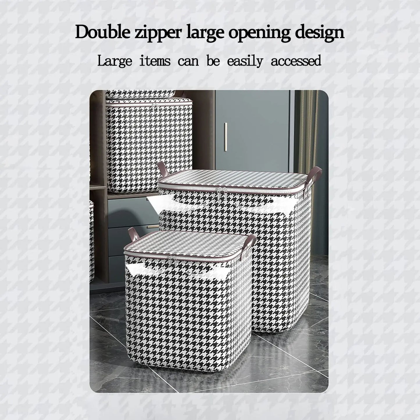 Eco-Friendly Houndstooth Storage Bag Large Capacity Folding Clothes