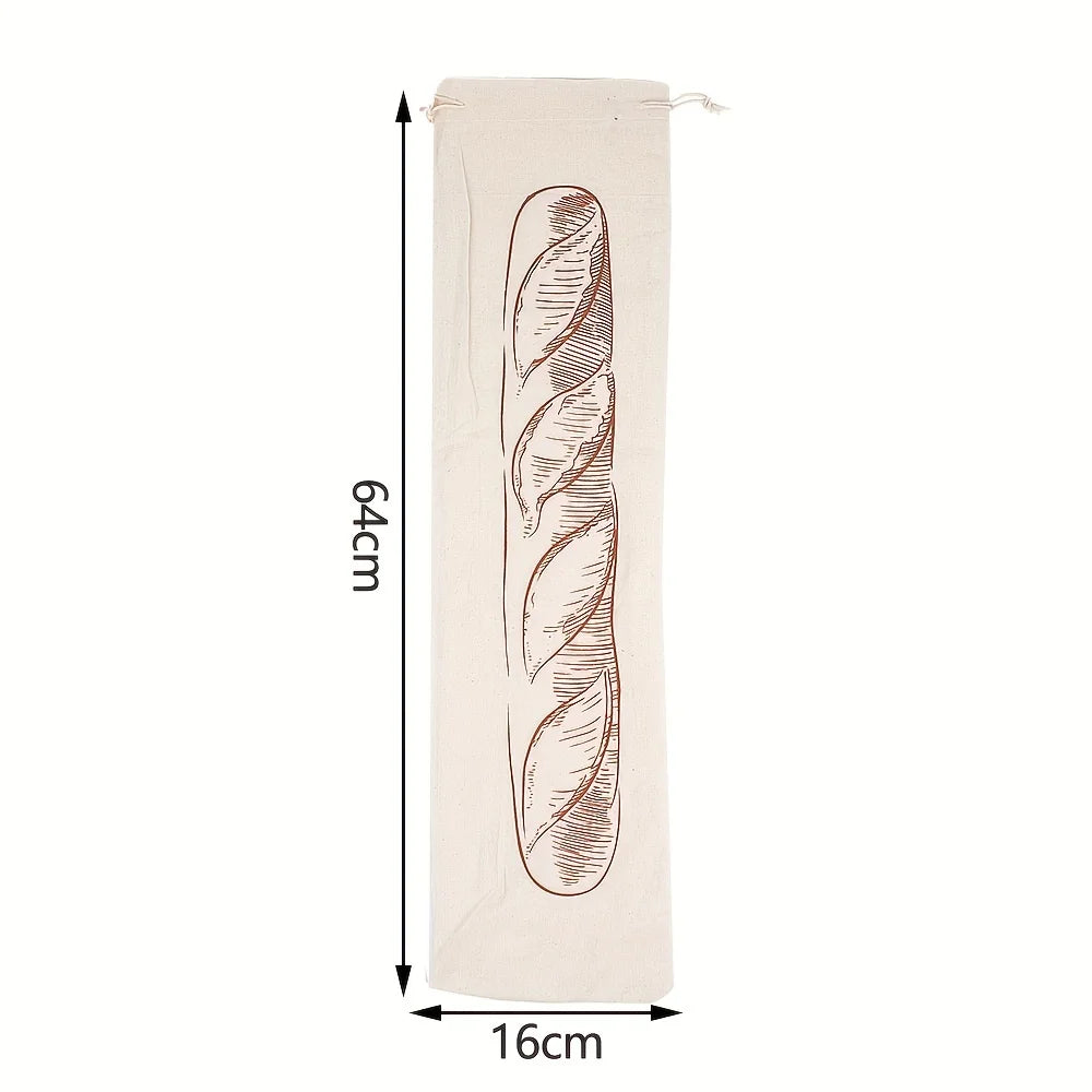 Eco-Friendly Linen Bread Bag Reusable Baguette Cotton Drawstring Storage Bag