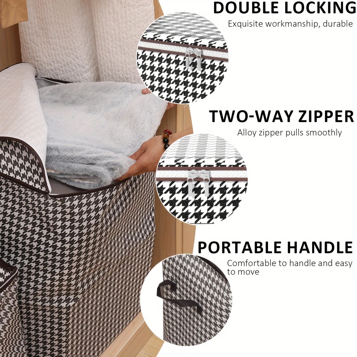 Eco-Friendly Houndstooth Storage Bag Large Capacity Folding Clothes