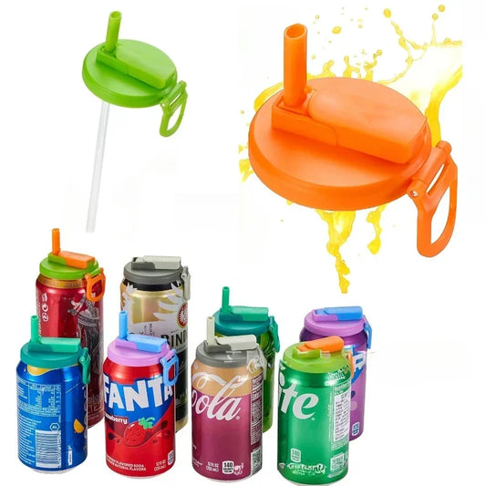 Portable Soda Can Lid and Silicone Straw