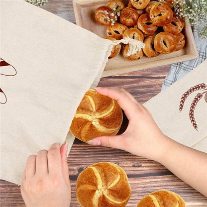 Eco-Friendly Linen Bread Bag Reusable Baguette Cotton Drawstring Storage Bag