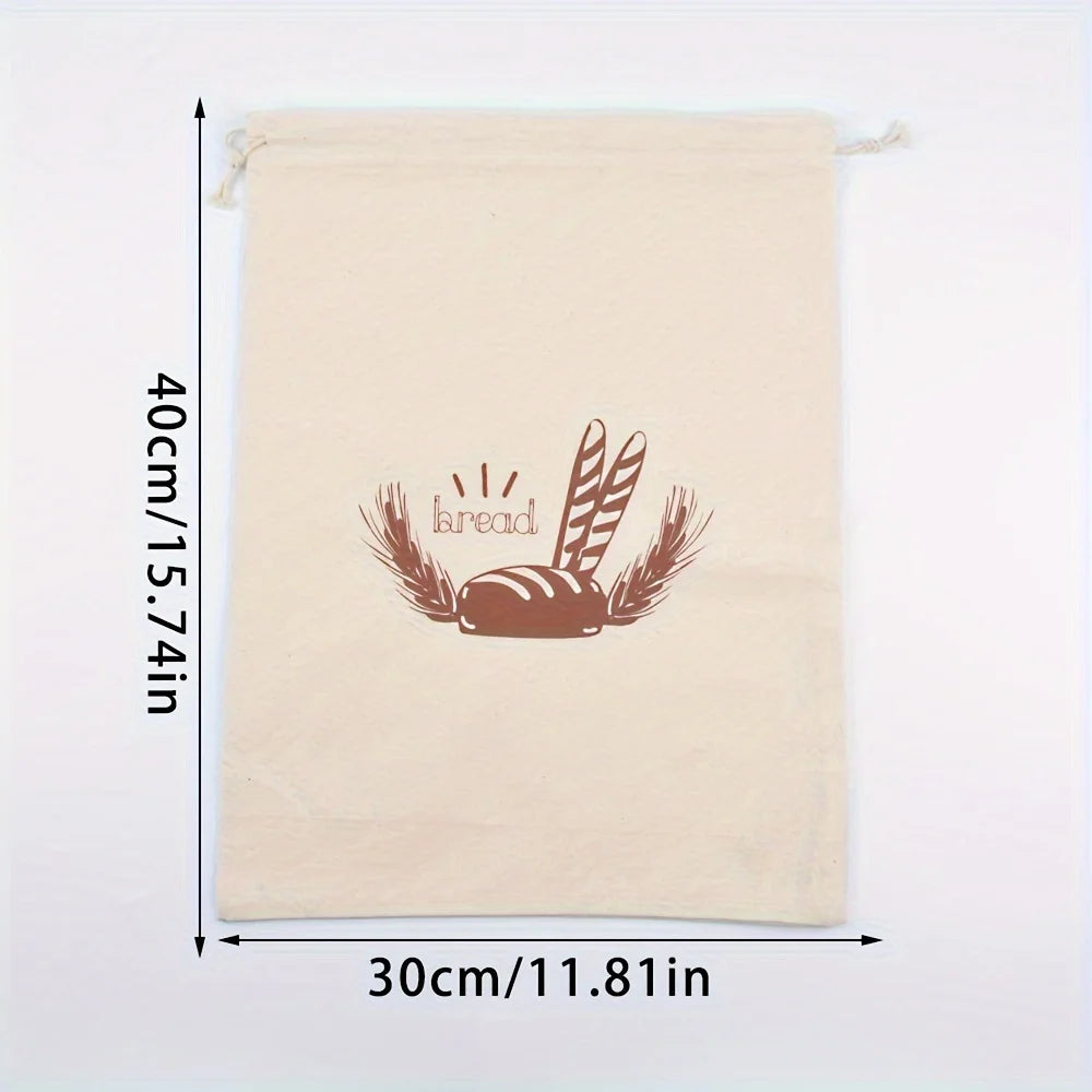 Eco-Friendly Linen Bread Bag Reusable Baguette Cotton Drawstring Storage Bag