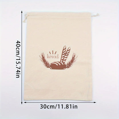 Eco-Friendly Linen Bread Bag Reusable Baguette Cotton Drawstring Storage Bag