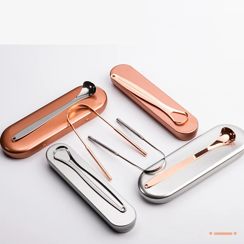 Eco-Friendly 3 Pcs/set Stainless Steel Tongue Scraper Metal Tongue Cleaner