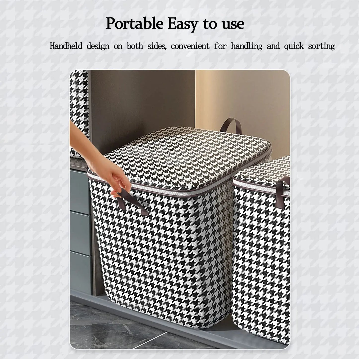 Eco-Friendly Houndstooth Storage Bag Large Capacity Folding Clothes