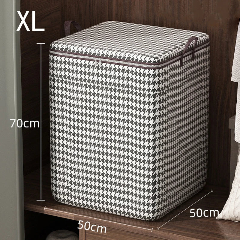 Eco-Friendly Houndstooth Storage Bag Large Capacity Folding Clothes