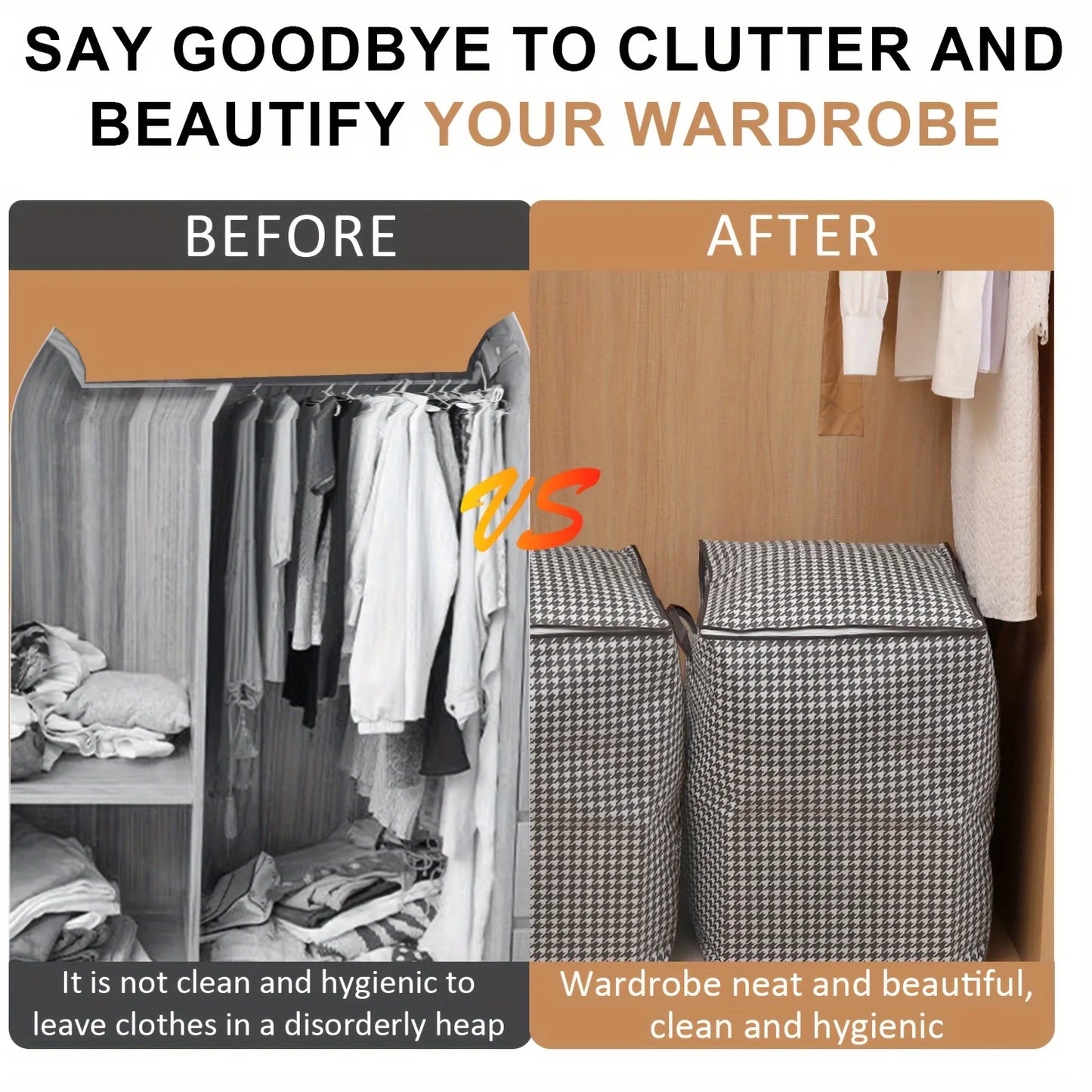 Eco-Friendly Houndstooth Storage Bag Large Capacity Folding Clothes