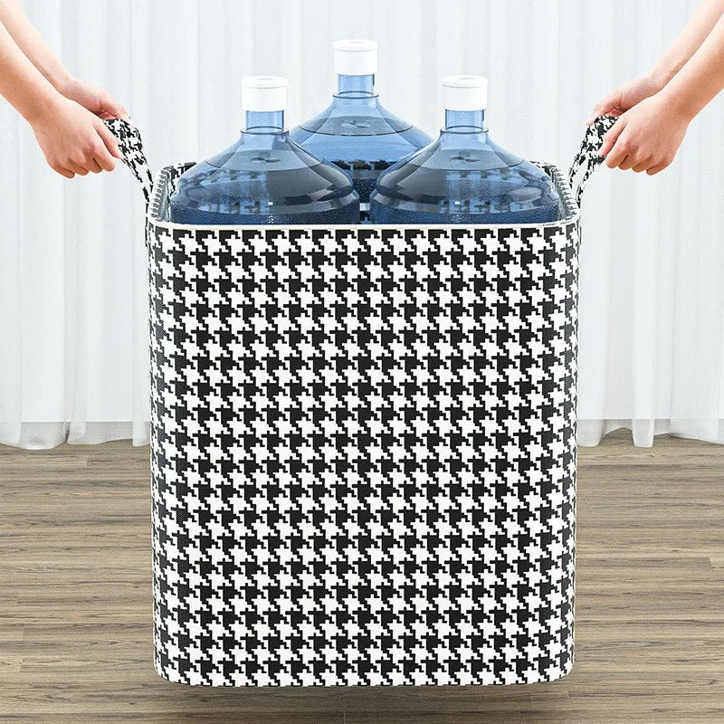 Eco-Friendly Houndstooth Storage Bag Large Capacity Folding Clothes