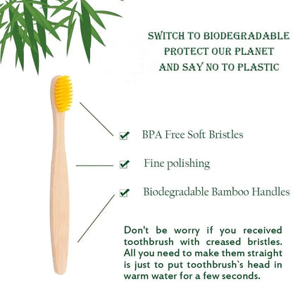 50Pcs Eco-Friendly Kids Bamboo Toothbrush Soft Bristles