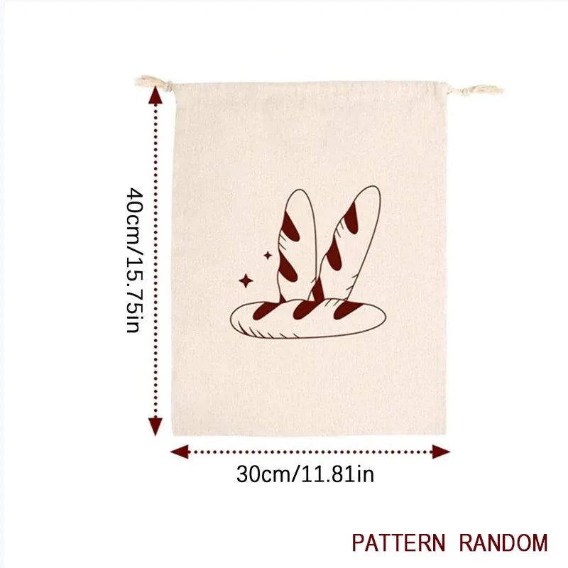 Eco-Friendly Linen Bread Bag Reusable Baguette Cotton Drawstring Storage Bag