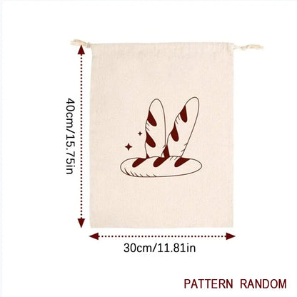 Eco-Friendly Linen Bread Bag Reusable Baguette Cotton Drawstring Storage Bag