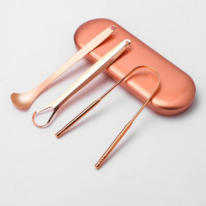 Eco-Friendly 3 Pcs/set Stainless Steel Tongue Scraper Metal Tongue Cleaner
