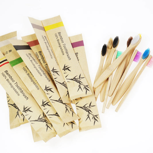 50Pcs Eco-Friendly Kids Bamboo Toothbrush Soft Bristles