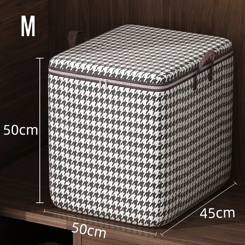 Eco-Friendly Houndstooth Storage Bag Large Capacity Folding Clothes