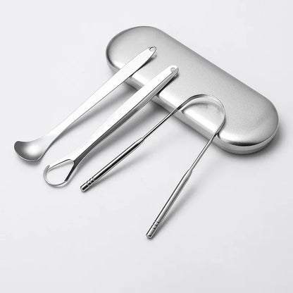 Eco-Friendly 3 Pcs/set Stainless Steel Tongue Scraper Metal Tongue Cleaner