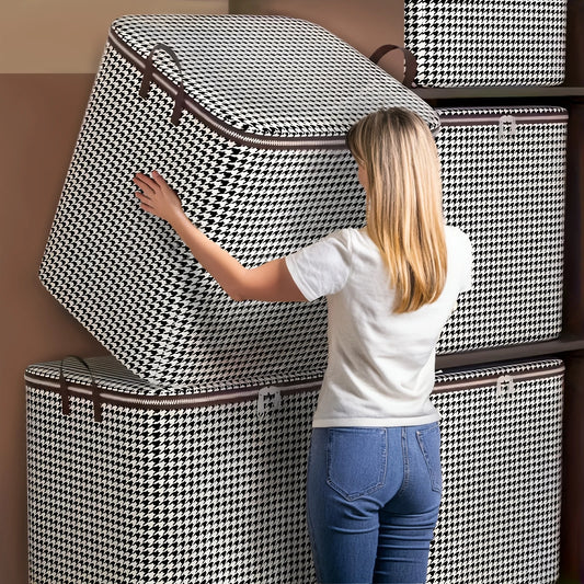 Eco-Friendly Houndstooth Storage Bag Large Capacity Folding Clothes